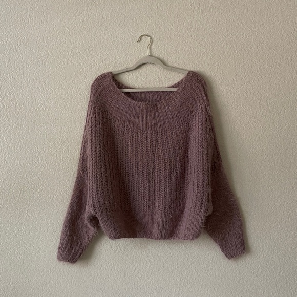Lulu's Boatneck Crop Sweater Furry Ribbed M/L - Picture 15 of 15